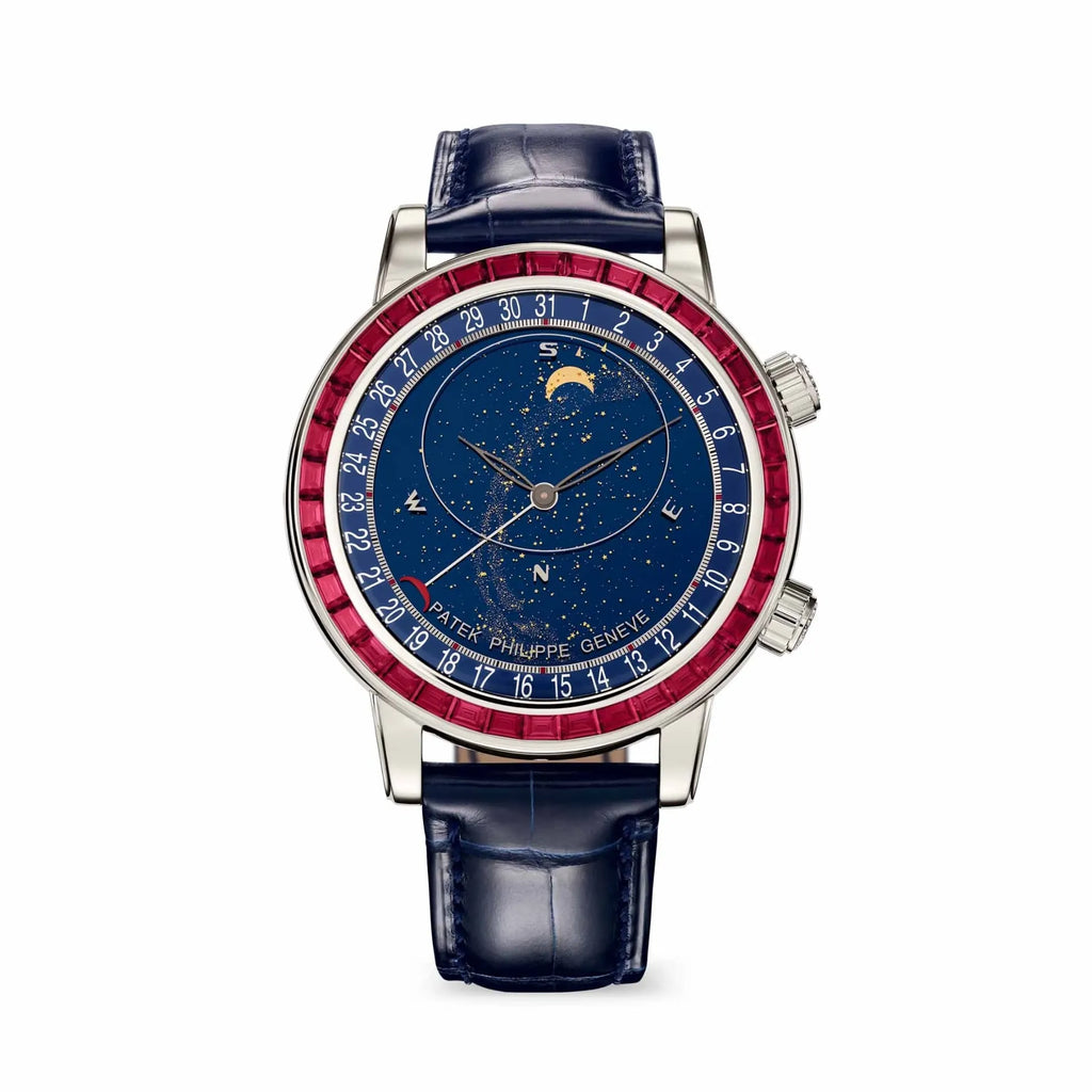 Patek Philippe Grand Complications 6104G Black Dial Bezel Stone Red  Super Clone Swiss Machine