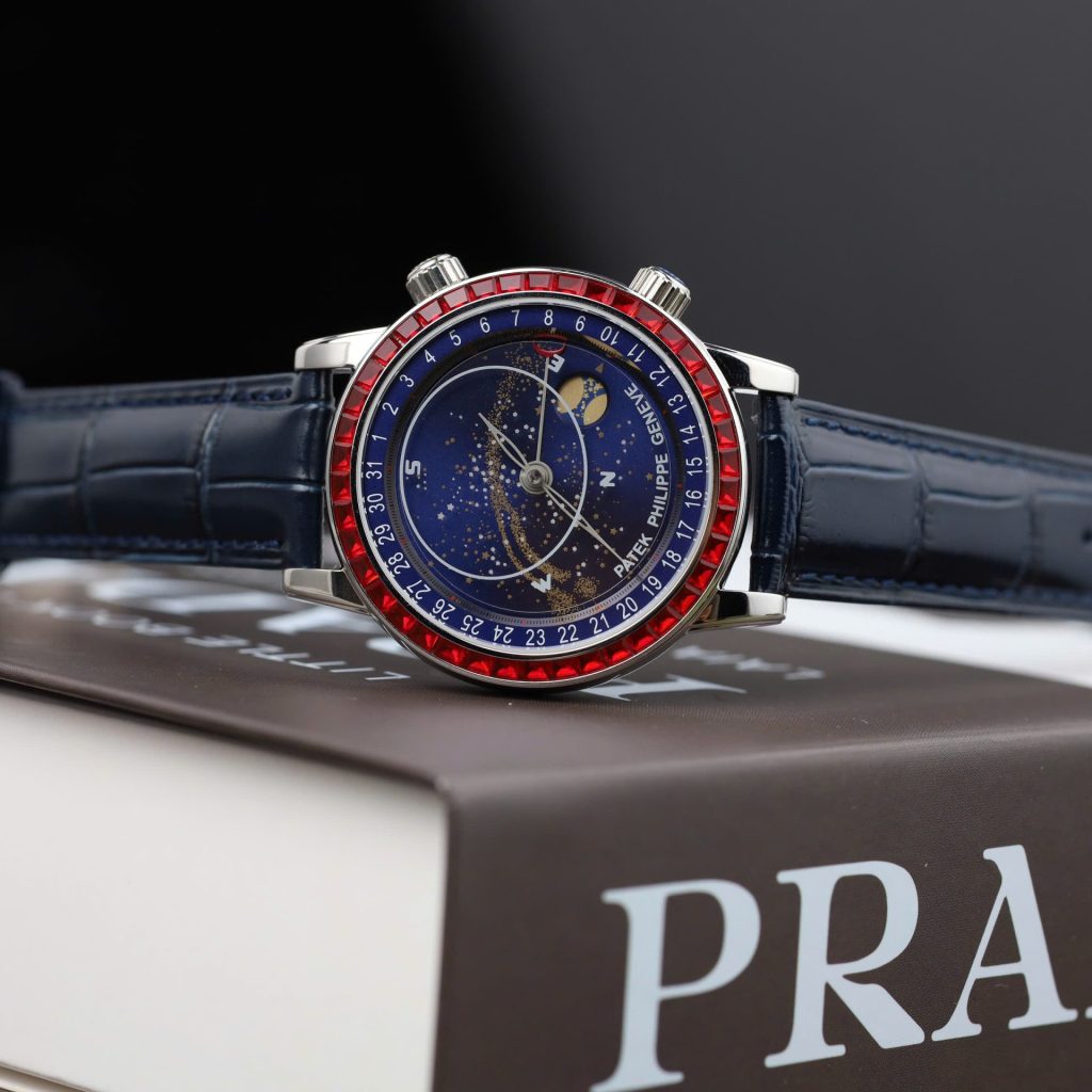 Patek Philippe Grand Complications 6104G Black Dial Bezel Stone Red  Super Clone Swiss Machine