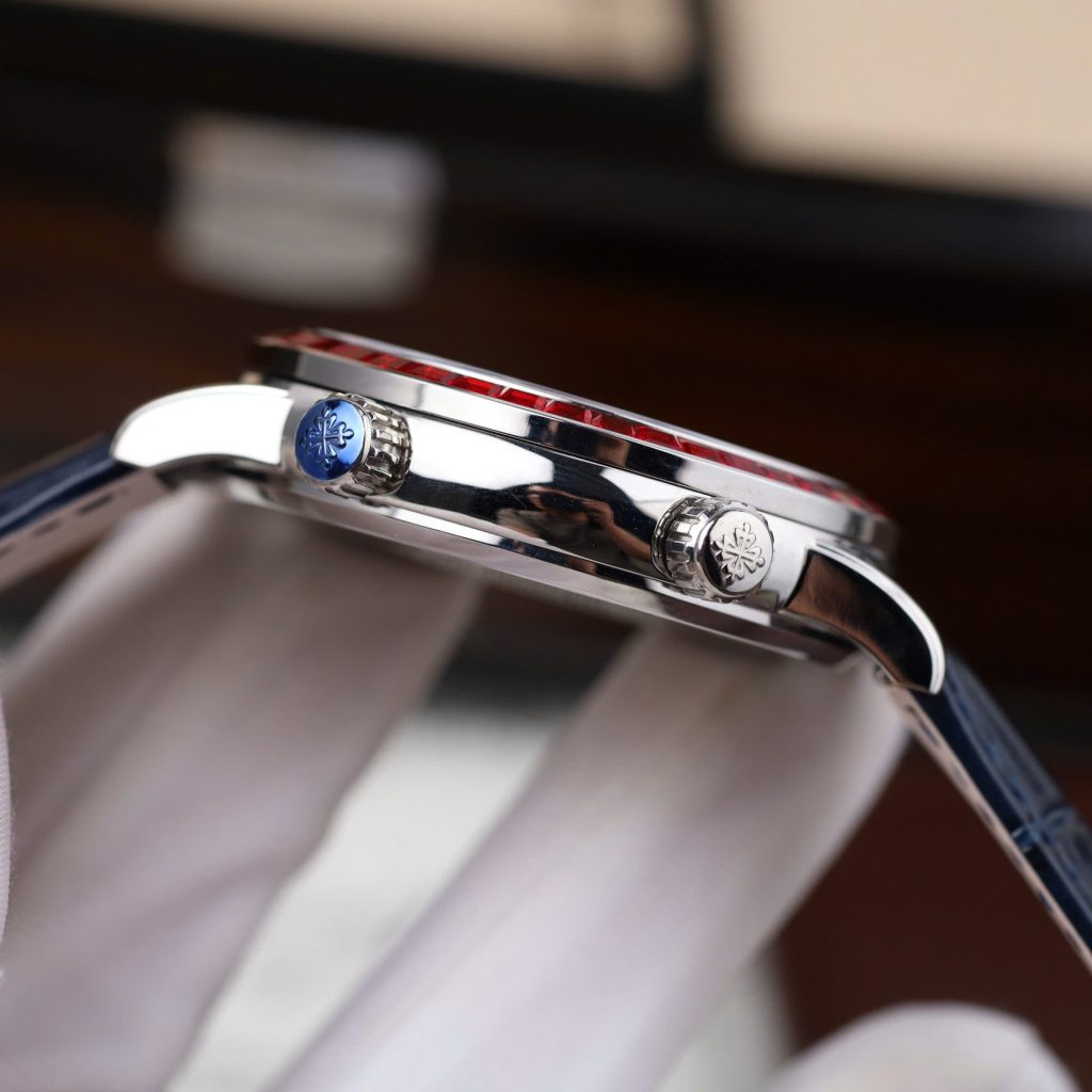 Patek Philippe Grand Complications 6104G Black Dial Bezel Stone Red  Super Clone Swiss Machine